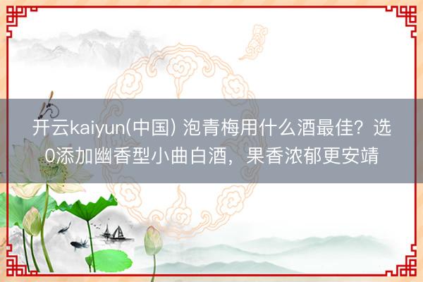 开云kaiyun(中国) 泡青梅用什么酒最佳？选0添加幽香型小曲白酒，果香浓郁更安靖