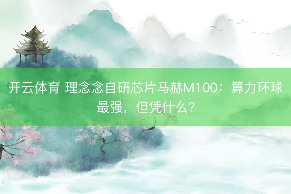开云体育 理念念自研芯片马赫M100：算力环球最强，但凭什么？