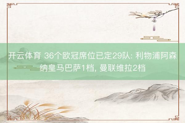 开云体育 36个欧冠席位已定29队: 利物浦阿森纳皇马巴萨1档， 曼联维拉2档