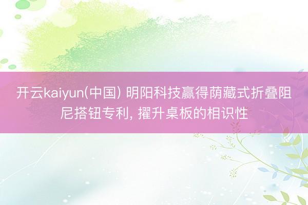 开云kaiyun(中国) 明阳科技赢得荫藏式折叠阻尼搭钮专利， 擢升桌板的相识性