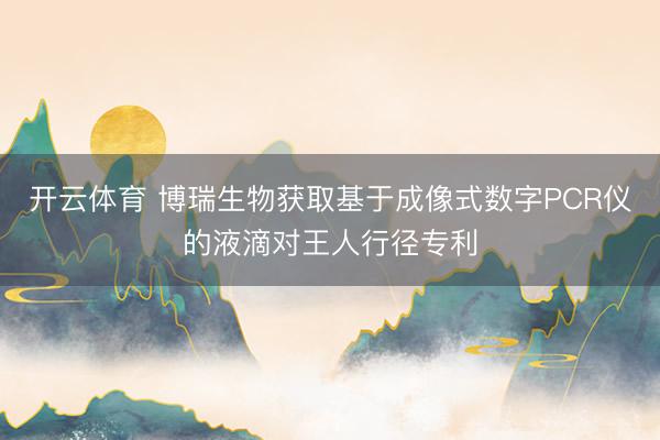 开云体育 博瑞生物获取基于成像式数字PCR仪的液滴对王人行径专利
