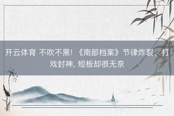 开云体育 不吹不黑! 《南部档案》节律炸裂、打戏封神， 短板却很无奈