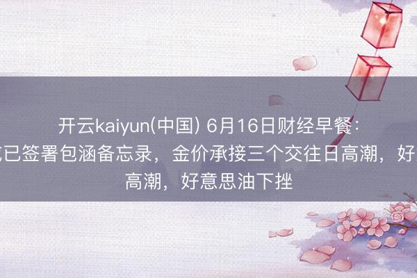开云kaiyun(中国) 6月16日财经早餐：好意思伊或已签署包涵备忘录，金价承接三个交往日高潮，好意思油下挫