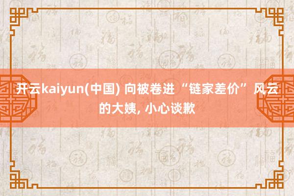 开云kaiyun(中国) 向被卷进 “链家差价” 风云的大姨， 小心谈歉