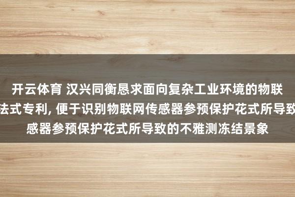 开云体育 汉兴同衡恳求面向复杂工业环境的物联网传感器着实重构法式专利， 便于识别物联网传感器参预保护花式所导致的不雅测冻结景象