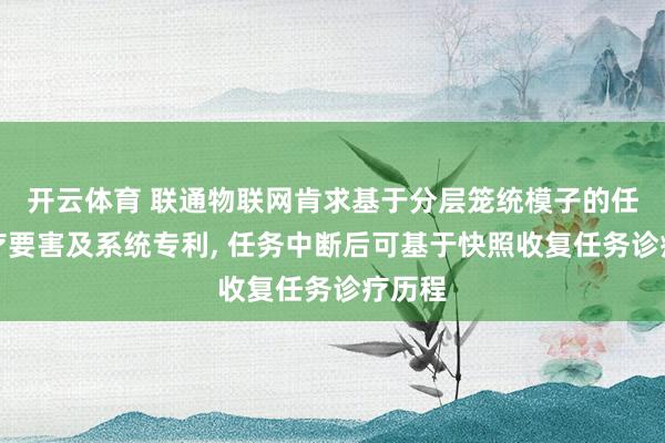 开云体育 联通物联网肯求基于分层笼统模子的任务诊疗要害及系统专利， 任务中断后可基于快照收复任务诊疗历程